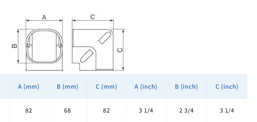 SCM-77-A INABA DENKO Kąt zew/wew mini 90st 68x82 - Ciemnoszary