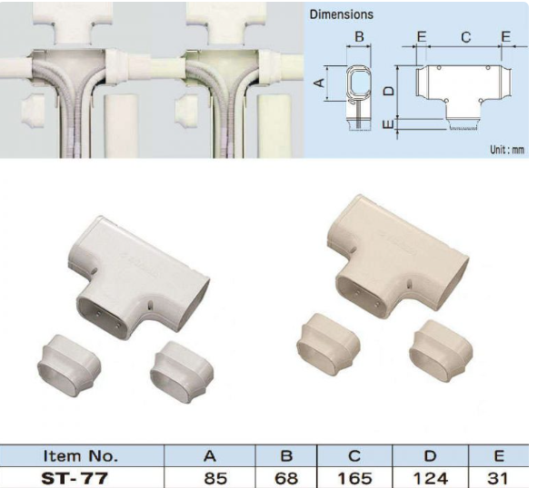 ST-77-A INABA DENKO Trójnik 68x85 - Ciemnoszary